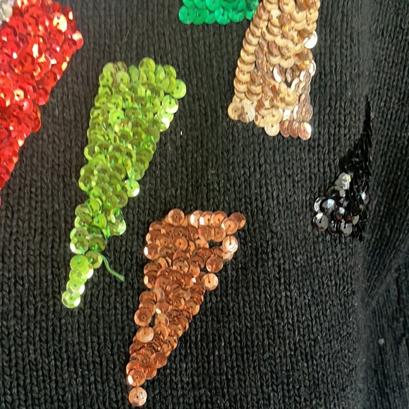 Vintage not so ugly Christmas sweater Christmas trees sequin silk angora rabbit - Picture 6 of 7